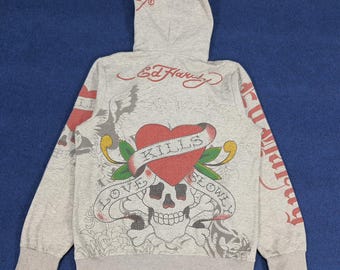 Sudadera con capucha vintage del diseñador Ed Hardy de Christian Audigier