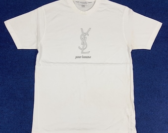 Yves Saint Laurent リンガーTシャツ センター刺繍ロゴ y2k トップス