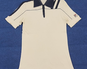Vintage Fila Sports Retro Beige Polo Shirt
