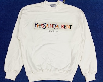 Vintage YVES SAINT LAURENT Sweatshirt Sweater Embroidery Big Logo