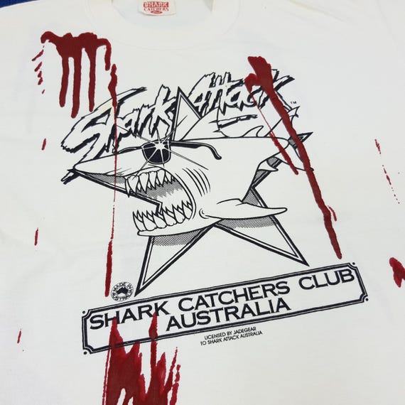 80sビンテージ Tシャツ Shark Catchers Club シャーク 鮫 Vtg Shark Attack Catchers Club Australia Single Stitch