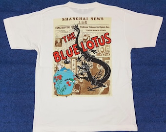 Maglietta vintage "Le avventure di Tintin il Loto Blu"