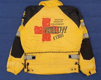 Racing Jacket!!! Vintage YELLOW CORN MOTOR Sports Equipment Pro