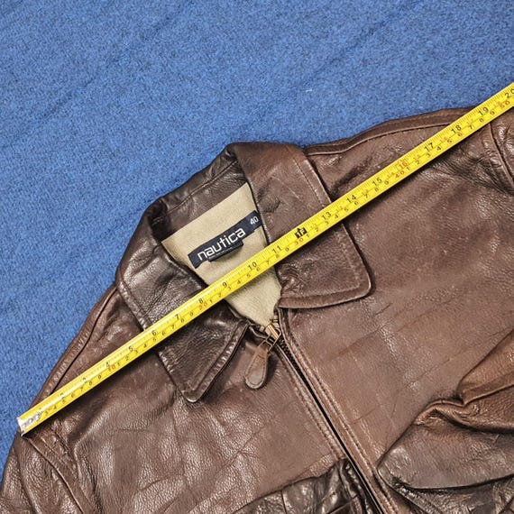 Rare Custom Skeleton Bone Leather Jacket Nautica … - image 11