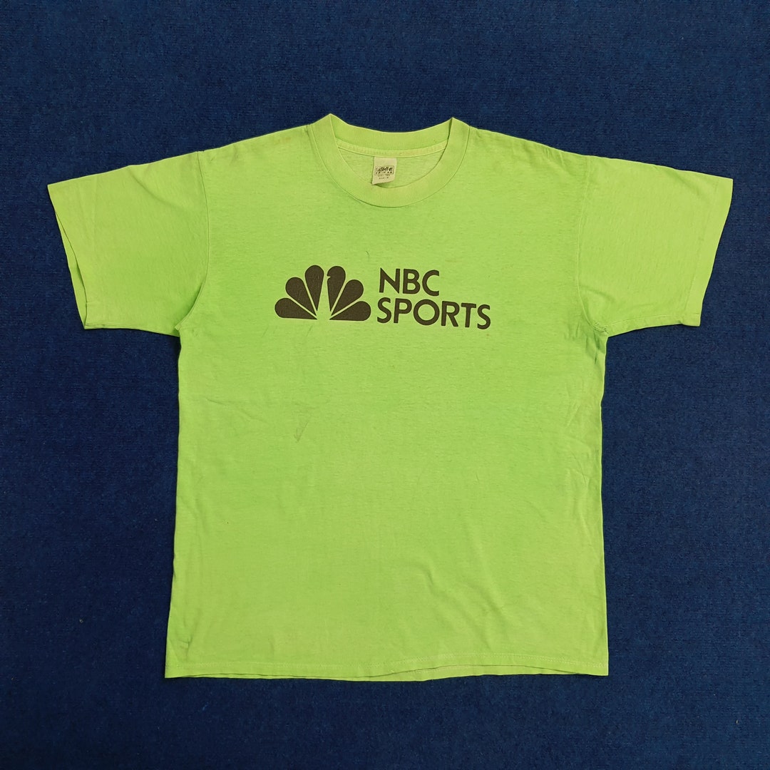 T-shirt Vintage NBC Années 80 – Logo Paon, Taille L, Vert, Occasion Excellent état
