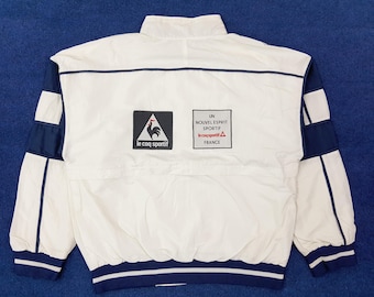 Vintage 90s Le Coq Sportif Hoodie Windbreaker Medium Le Coq