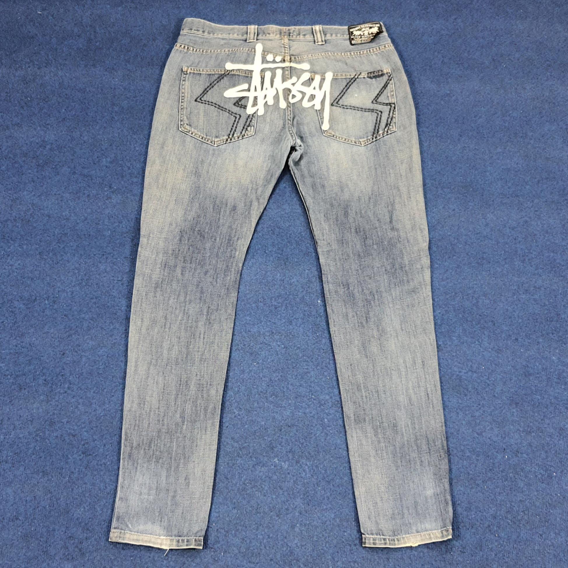 usa製 old stussy painter denim pants Limited Edition Stussy S-Arch Jeans Blue 34 Denim Pants with