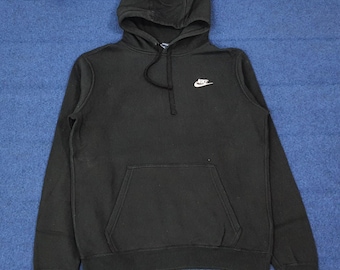 Sudadera con capucha Nike vintage negra con bordado de Swoosh
