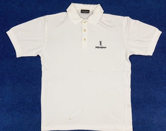 Tシャツ・カットソー SAINT LAURENT Men Polo Shirts 663278Y37AW9744 White YSL White Polo Shirt - Saint Laurent - Men | WE IN STYLE
