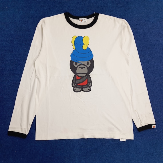 APE BAPE KAWS ボーダー　BABY MILO ロンt tシャツ　XL APE BAPE KAWS ボーダーBABY MILO ロンt tシャツXL