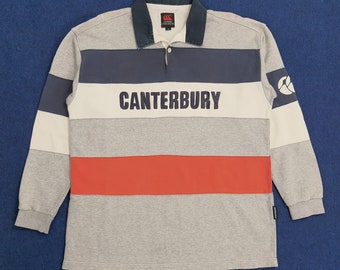 Vintage Canterbury van Nieuw-Zeeland poloshirt met lange mouwen