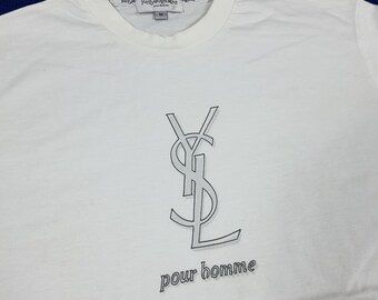 トップス 90s yves saint laurent center logo Tee Vintage Yves Saint Laurent YSL Center Logo Designer Tshirt