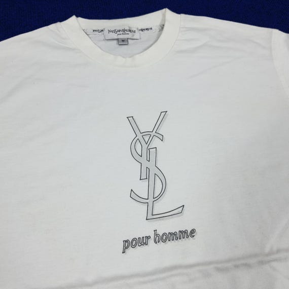 トップス 90s yves saint laurent center logo Tee Vintage Yves Saint Laurent YSL Center Logo Designer Tshirt