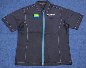 Vintage Style Family Mart Japan Staff Shirt Corporate Workwear Uniform