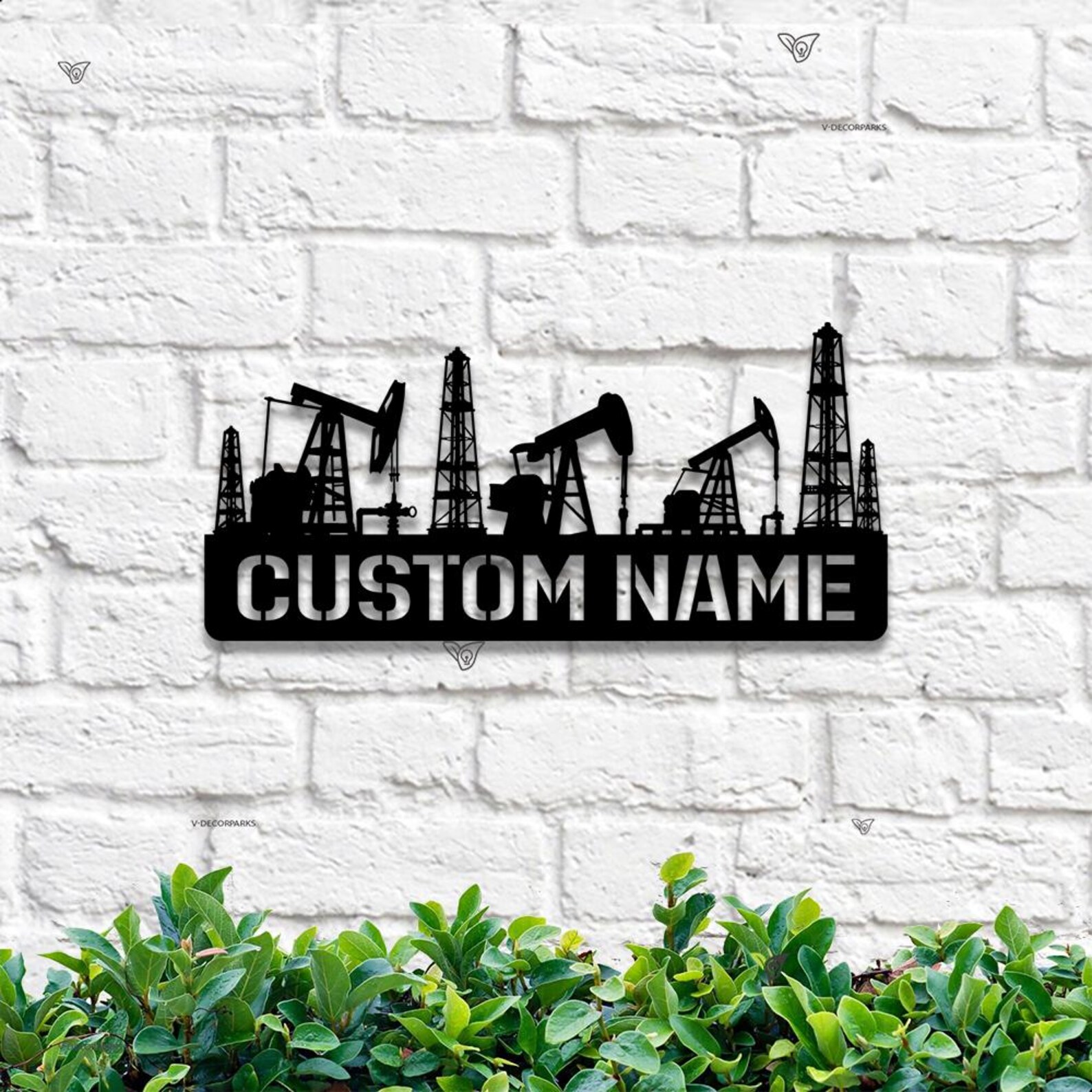 Personalized Oil Field Hanger Metal Wall Art LED Light Custom Oil Rig ...