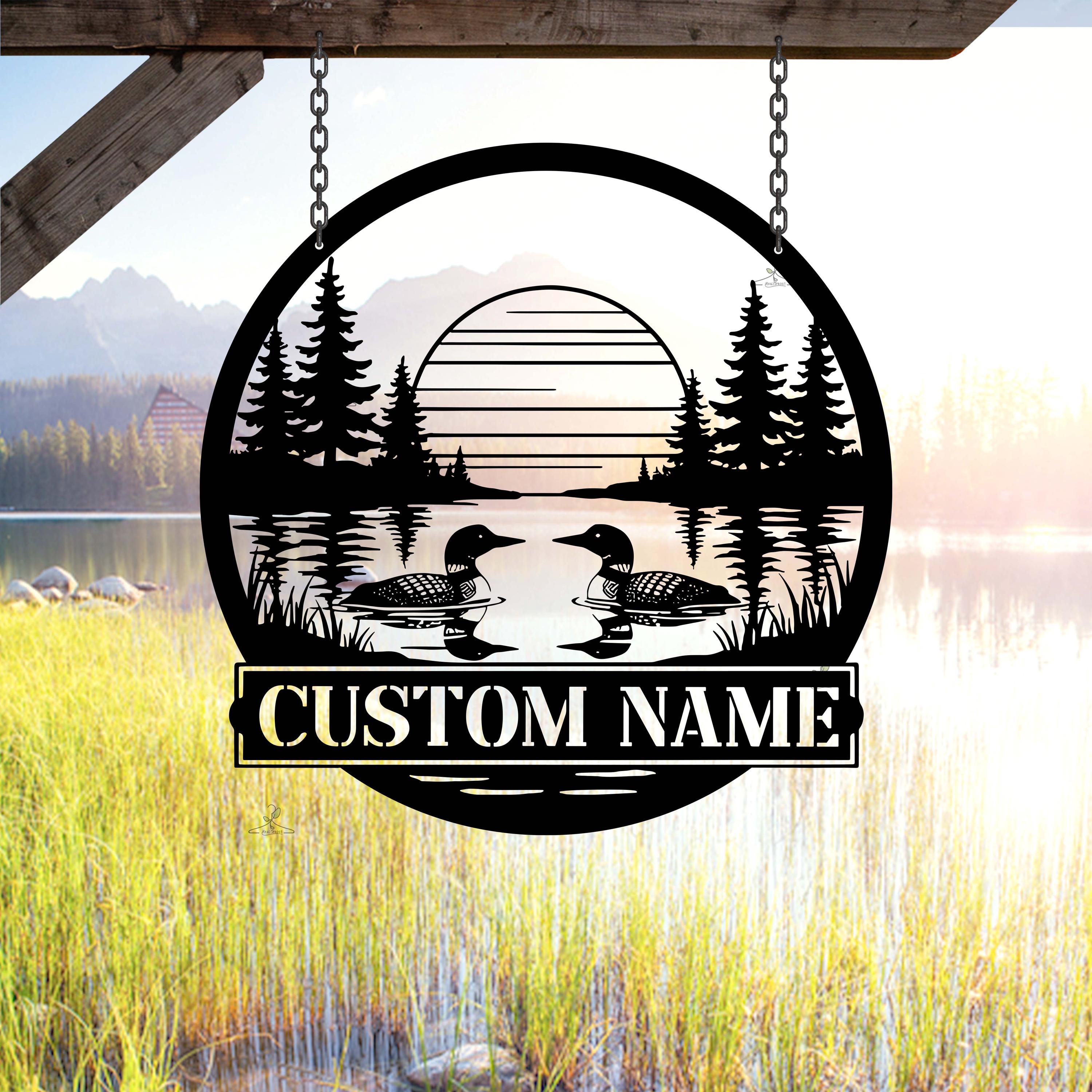 Custom Lake Loons Metal Sign, Personalized Duck Loons Name Sign ...