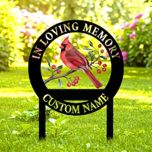 Custom Cardinal Memorial Garden Stake,Personalized Name Remembrance,Cardinal In Loving Memory,Heartfelt Cardinal Memorial,Remembrance Garden