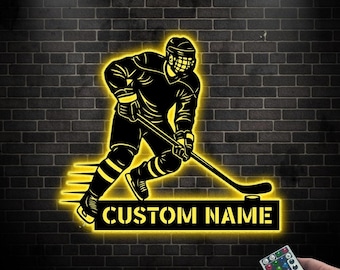 Custom Hockey Player LED Sign, Personalized Sports Wall Art,Hockey Gifts for Him,Bedroom Decor,Man Cave Light,Athlete Gift,Custom Wall Light