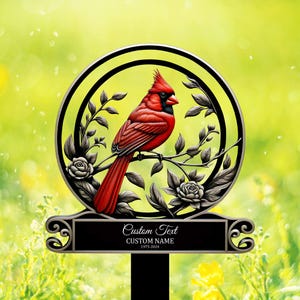 Cardinal Personalized Memorial Stake Metal, Garden Stakes, Cardinals Appear, Grave Marker, Remembrance Stake, Garden Decor, Outdoor Sign