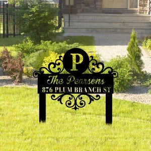 Custom Family Name Yard Sign | Personalized Monogram Address Stake |Metal Outdoor Welcome Sign |Housewarming Gift for Home |House Number Art