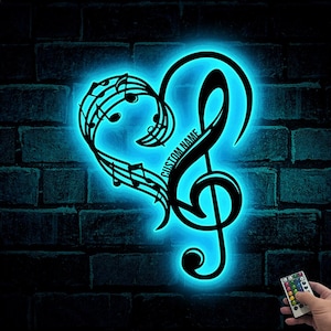 Personalized Music Notes Metal Wall Art, Musician Name Sign, Customized Gift for Musician, Music Teacher Gift, Music Lover Gift, Music Notes