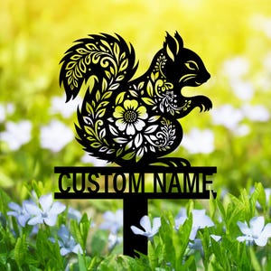 Personalized Squirrel Stake Sign Metal, Garden Stake Sign,Squirrel Sign With Stake,Custom Garden Wall,Squirrel Decor, Squirrel Gift,Pet loss