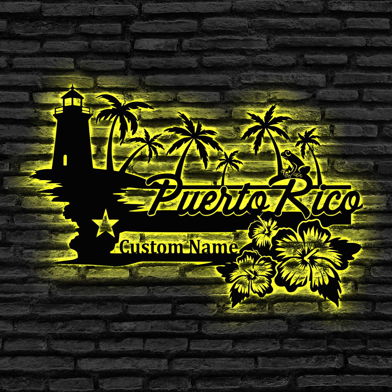 Personalized Puerto Rico LED Metal Sign, Custom Puerto Rico Sign ...