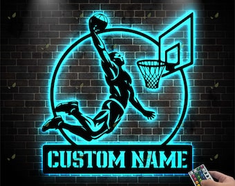 Custom Basketball Metal Sign: Personalized LED Wall Art