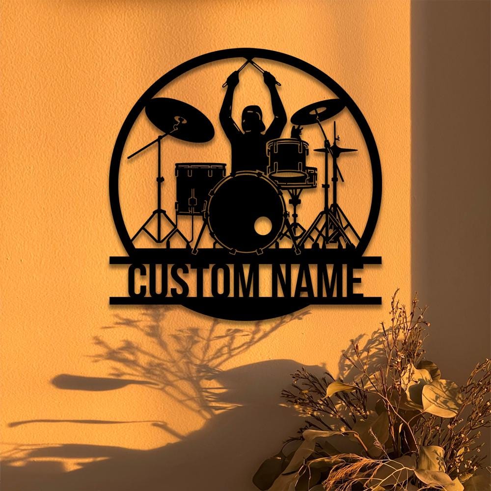 Drummer Sign Custom Drummer Metal Sign Decor, Drummer Male Wall Art, Personalized ...