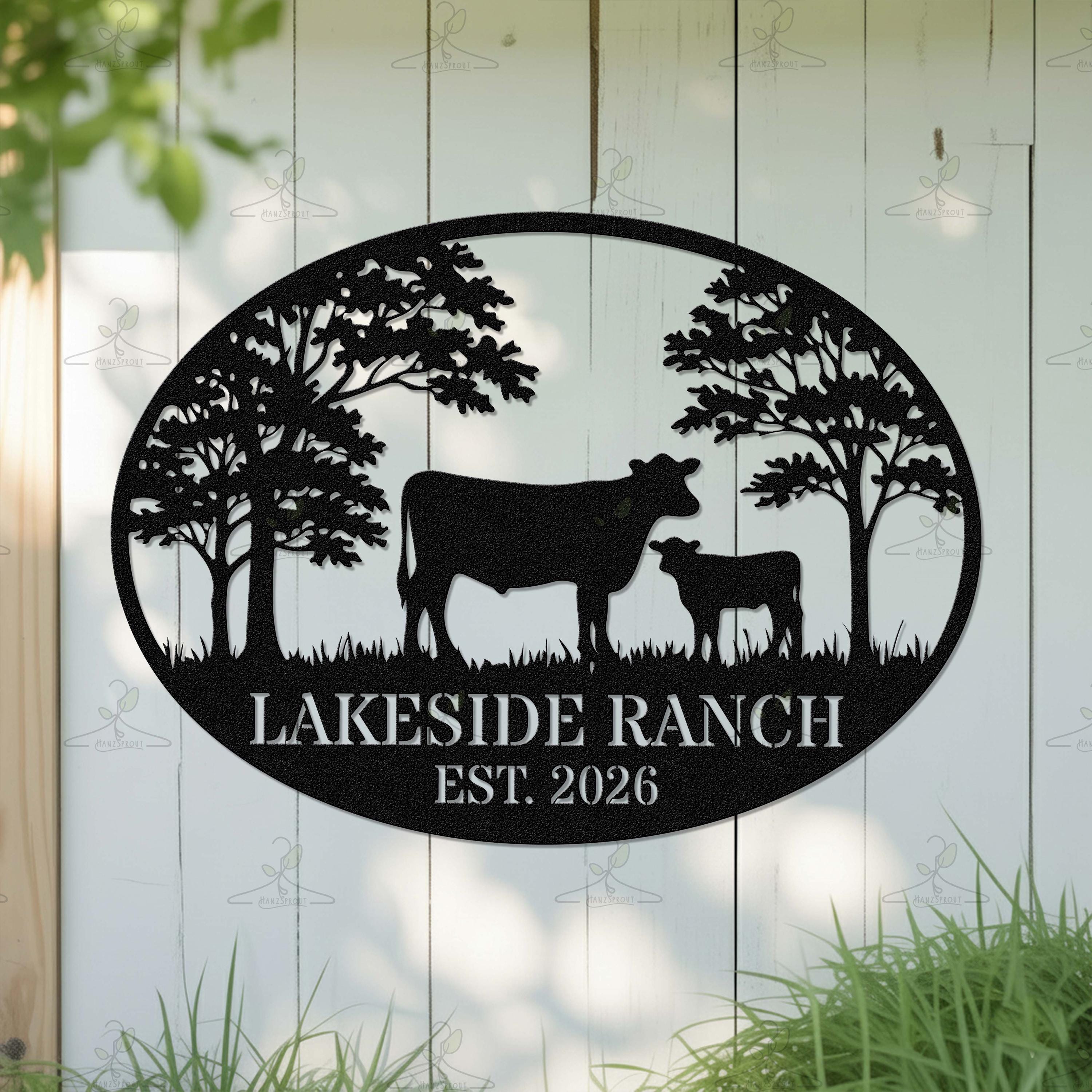 Custom Cattle Ranch Sign Custom Cattle Ranch Metal Sign: Personalized Farm Name, Outdoor Decor ...