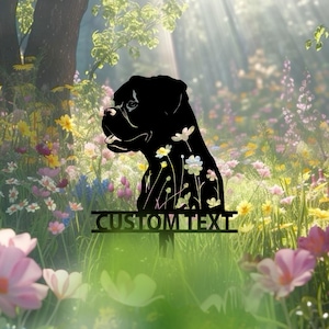 Custom Boxer Dog Memorial Stake Sign Metal, Floral Design, Paw Prints Floral, Pet emorial, Dog Loss, Pet Loss Gift,Sympathy Sign,Text Floral