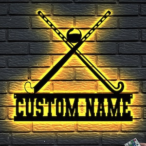 Personalized Field Hockey Sticks Sign With Led Lights, Kids Room Decor, Gift for Field Hockey Player, Gifts For Hockey Lover, Daughter gift