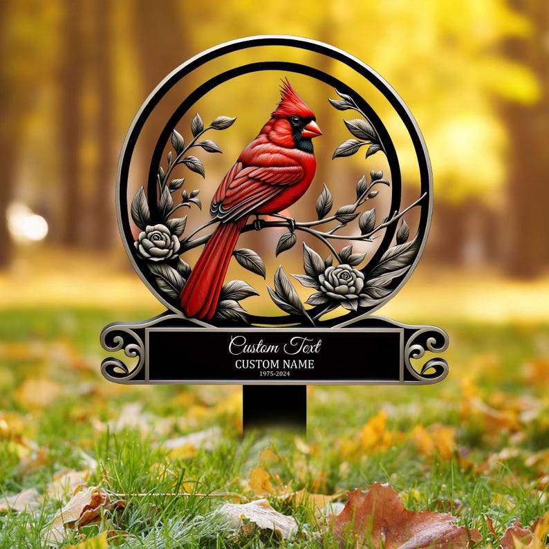 Cardinal Personalized Memorial Stake Metal, Garden Stakes, Cardinals ...