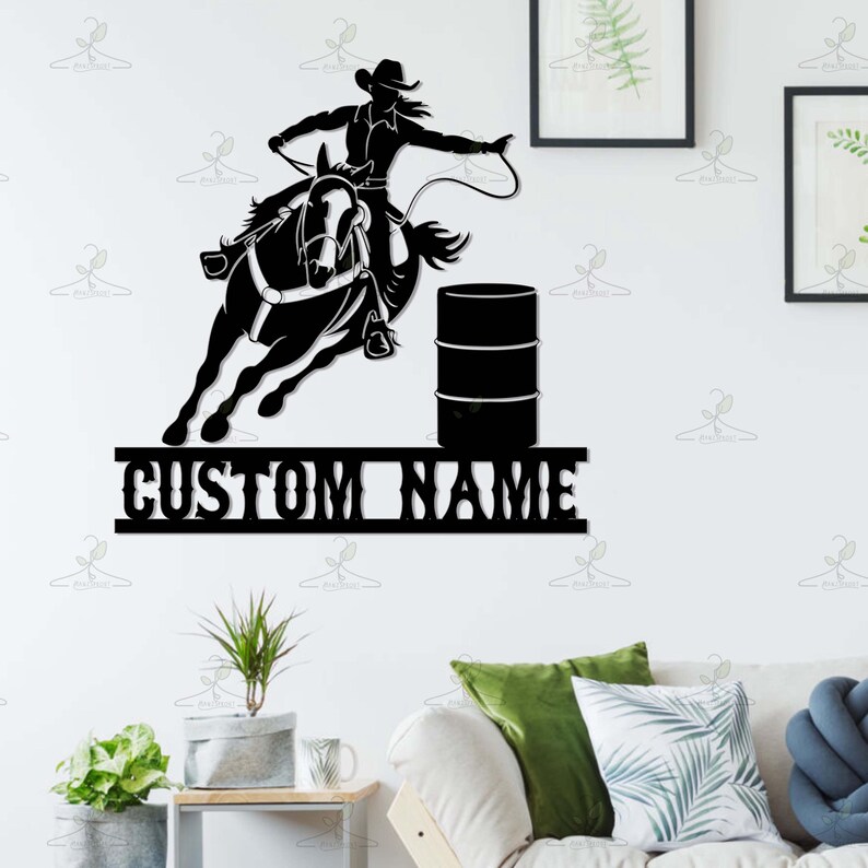 Custom Barrel Racer LED Metal Sign, Personalized Cowgirl Light, Rodeo ...
