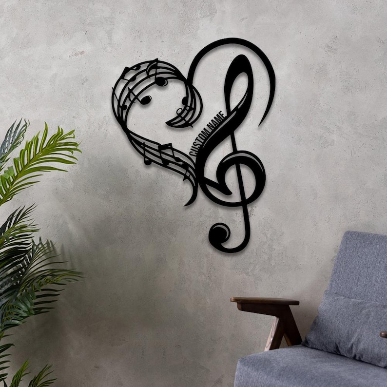 Personalized Music Notes Metal Wall Art, Musician Name Sign, Customized ...