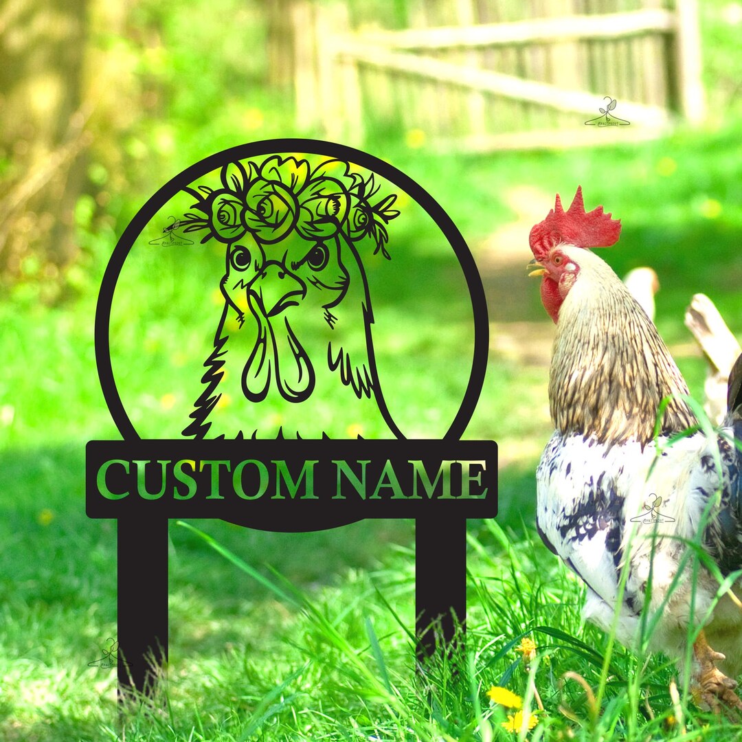Custom Floral Chicken Garden Stake, Chicken Memorial Stake,chicken ...