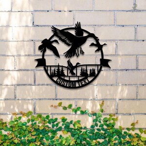 Custom Duck Hunting Metal Wall Art, Personalized Hunter Name Sign,duck