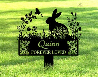 Personalized Bunny Memorial Garden Stake, Custom Rabbit Grave Marker,Pet Loss Sympathy Gift,Rabbit Grave Marker,Remembrance Sign,Loss Of Pet