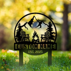 Personalized Camping Adventure Metal Sign, Outdoor Retreat Welcome Sign, Camp Decor, Outdoor Life Lovers Gift,Camp Name Sign,Farmhouse Decor