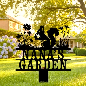 Custom Squirrel Sign With Stake, Personalized Garden Squirrel Sign,Squirrel Gift,Squirrel Decor,Adorable Squirrel Garden Stake,Squirrel Sign