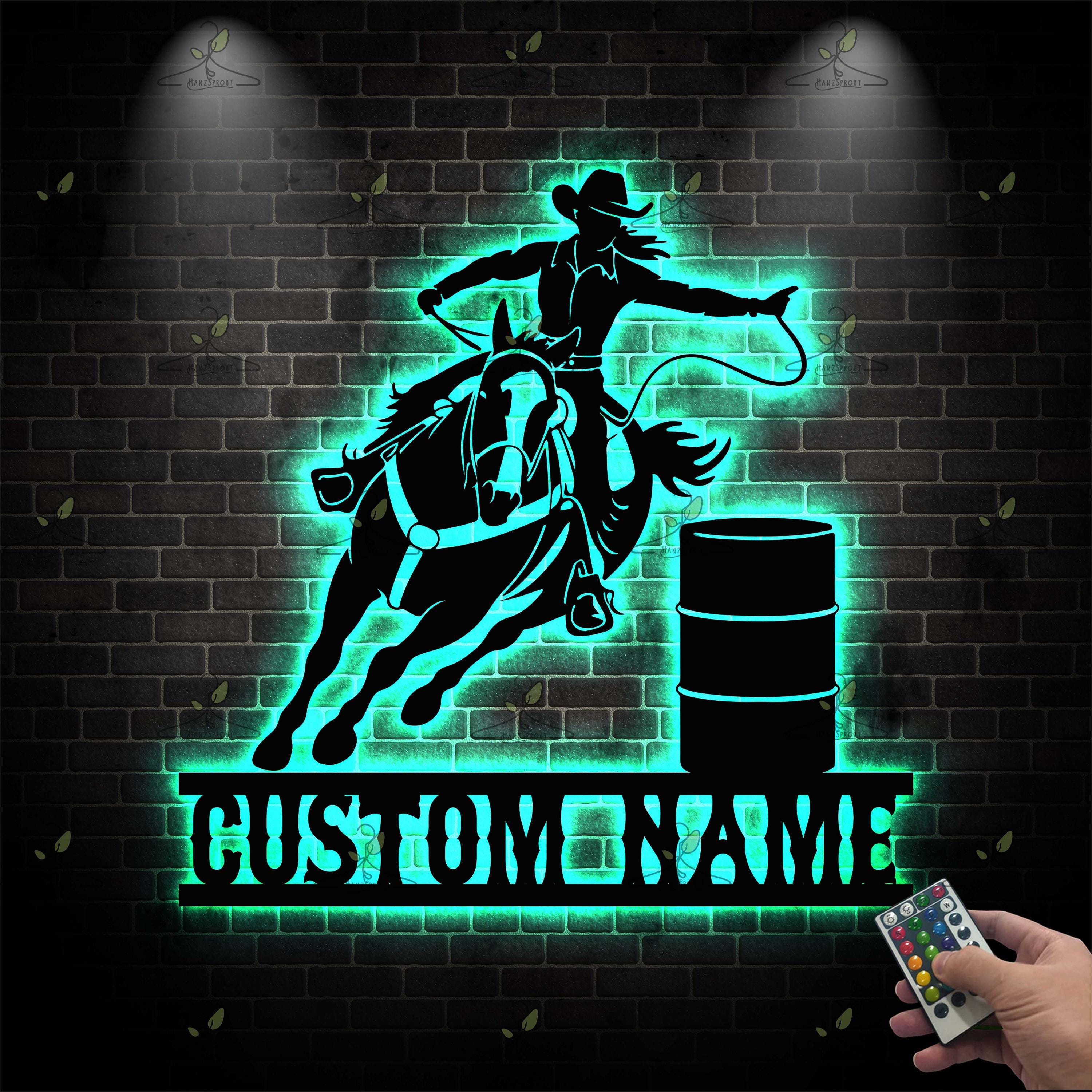 Mirror Sign Rodeo Custom Barrel Racer LED Metal Sign, Personalized Cowgirl Light, Rodeo ...