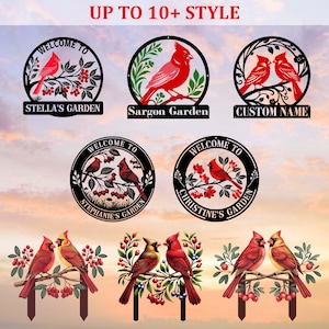 Cardinal Bird Wall Art, Personalized Cardinal Metal Sign, Bird Yard Stake,Cardinal Welcome Sign,Memorial Cardinal Art,Outdoor Decor,Bird Art