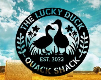 Letrero personalizado de patos de granja, letrero de bienvenida de patos personalizado, decoración de casa de campo, letrero de gallinero de patos, decoración de pareja de patos, letrero de granja de patos, letrero de Quack Shack