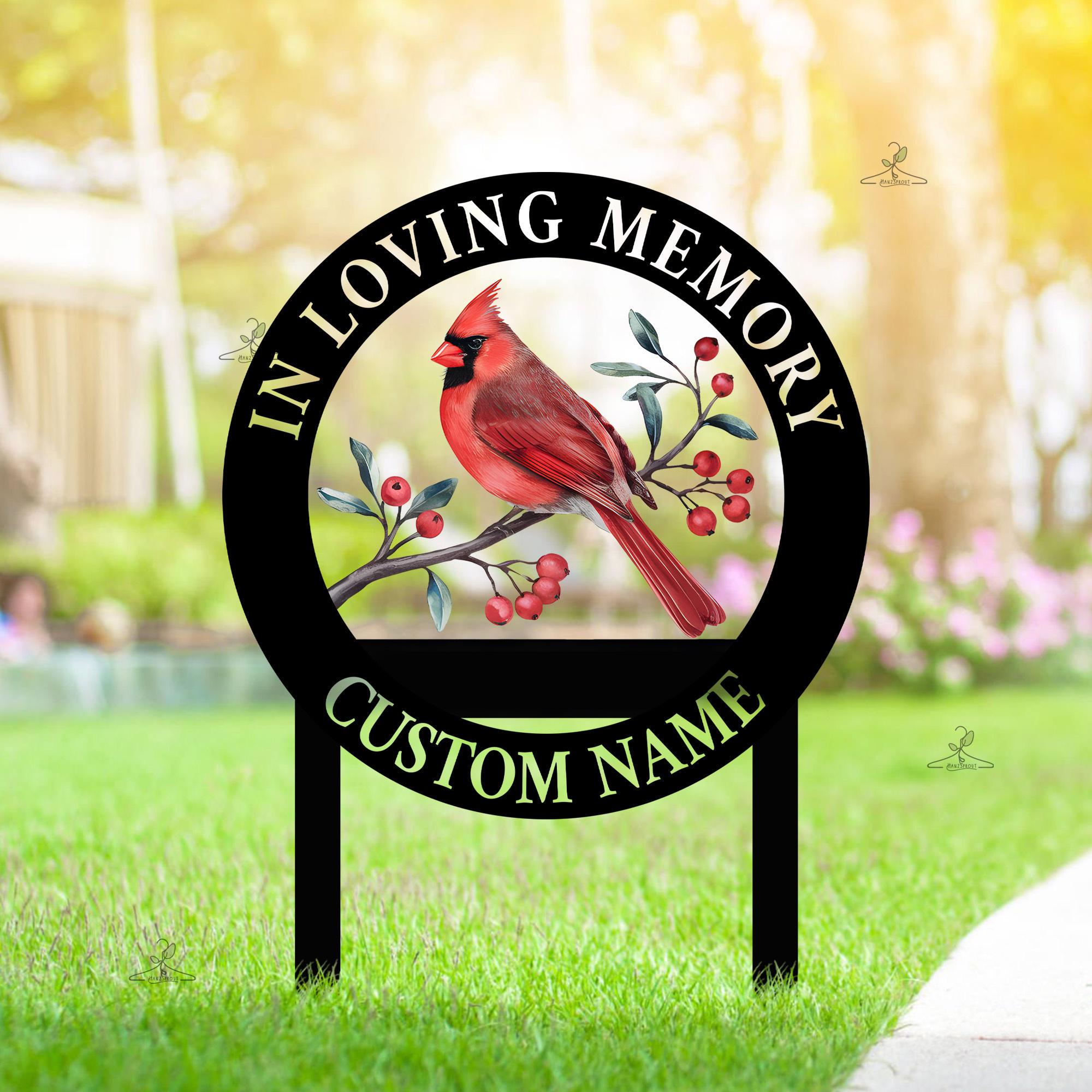 Custom Cardinal Memorial Garden Stake,personalized Name Remembrance ...