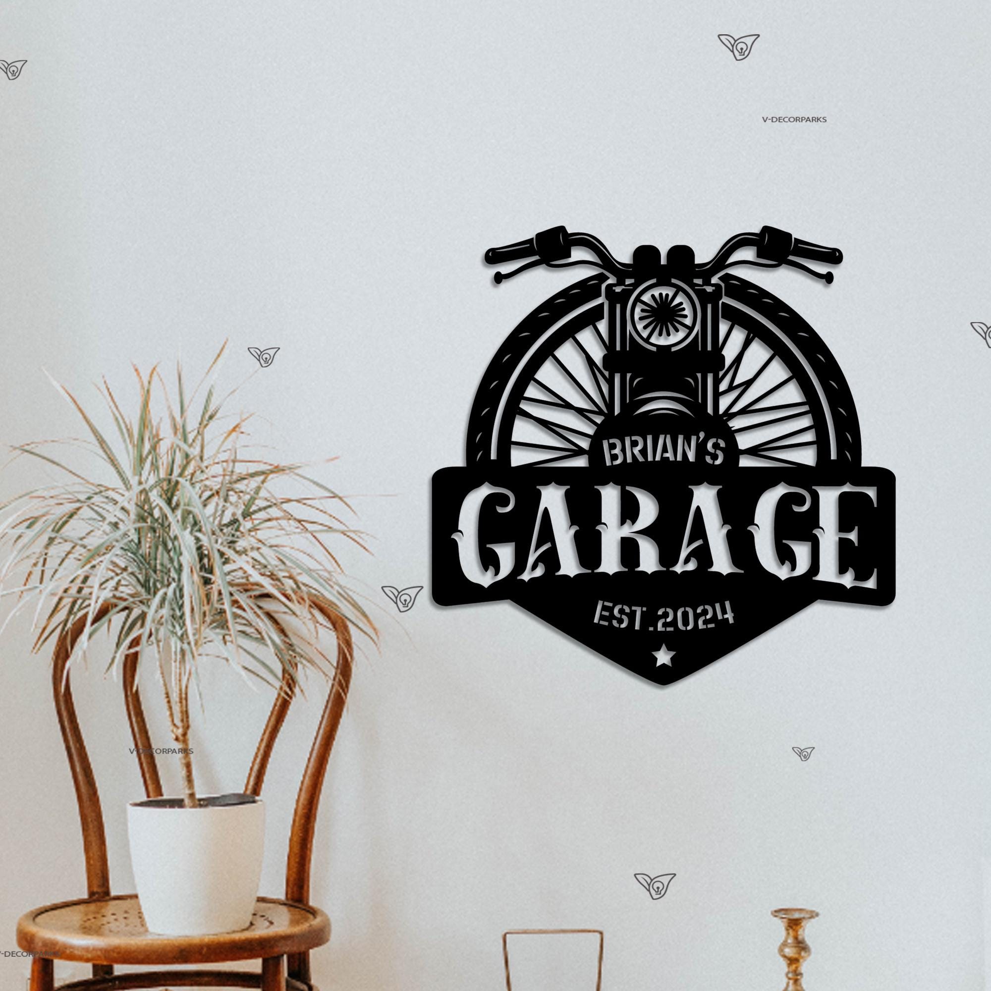 Custom Motorcycle Garage Sign Led Light, Personalized Metal Art, Metal ...