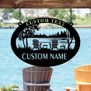 Custom Lake House Metal Sign, Forest Lake Signs, Personalized Lake House Name Sign, Camping Metal sign, Lake House Decor, Front Porch Decor