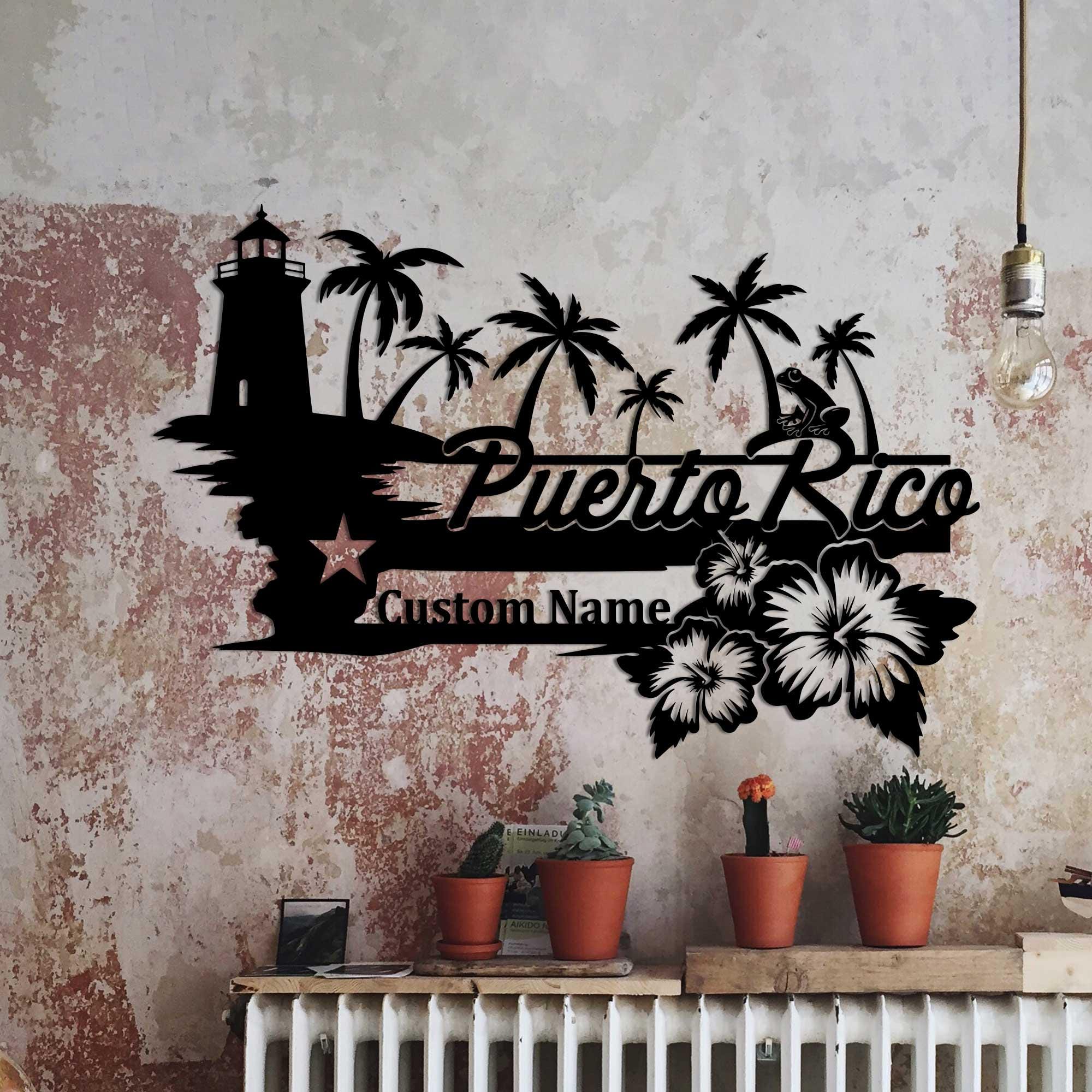 Personalized Puerto Rico LED Metal Sign, Custom Puerto Rico Sign ...