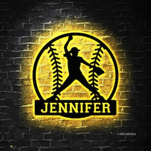 Personalized Softball Pitcher Metal Wall Art With Led Lights, Pitcher Girl Sign, Birthday Gift Dorm Decoration Gift For Daughter Sport Lover