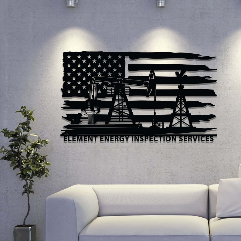 Custom Oil Field Hanger Metal Wall Art LED Lights, Personalized Oil Rig ...