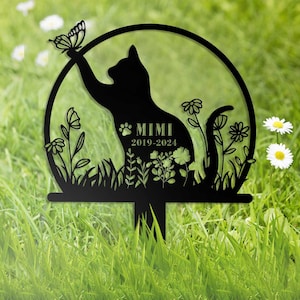 Cat Memorial Metal Stake, Custom Cat Name Date Memorial Stake, Garden Stake, Garden Decor, Laser Cutting Memorial Plaque, Loss Gifts Sign